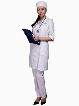 Костюм медицинский для врача: халат ХЖУ-20, брюки БРЖ-1-1, головной убор ГУ-11