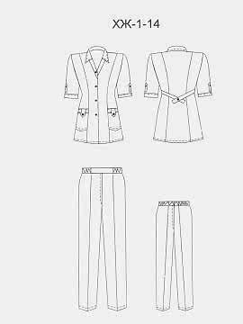 Костюм женский для техперсонала: халат модель ХЖ-1-14, брюки модель БРЖ-1-1