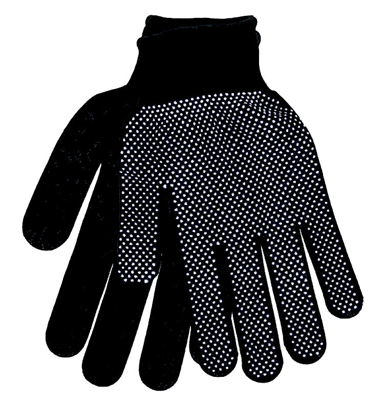 Перчатки рабочие нейлоновые, ПВХ микроточка, черные